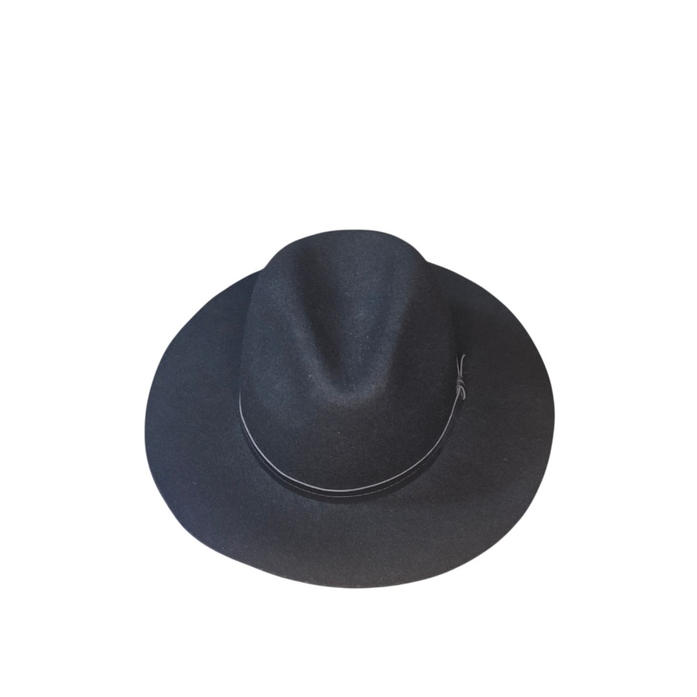 Ecote Womens Black 100% Wool Rancher Hat Wide Brim Leather Band Boho